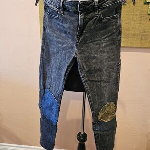 TRUE RELIGION Black Washed Patched Super Skinny Jeans